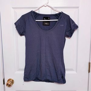 Blue and white striped t-shirt